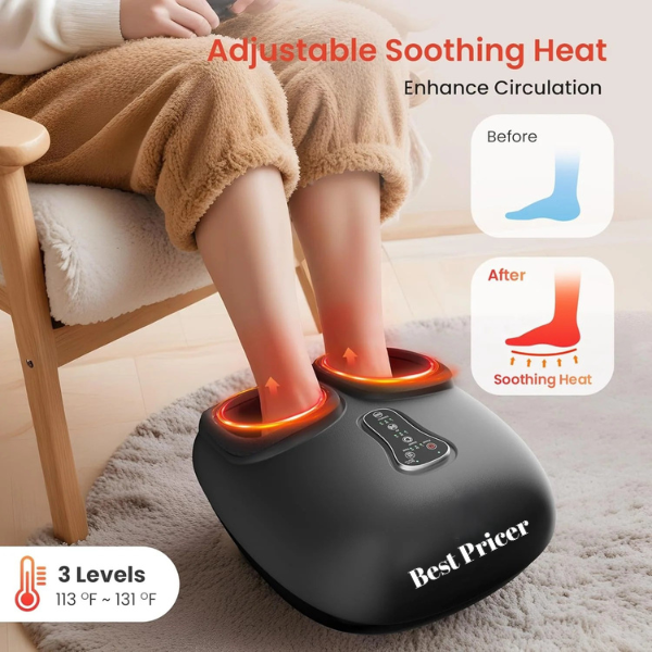 Best Pricer™ Shiatsu Foot Massager with Heat & Remote Control | Deep-Kneading Massage | Compression & Warmth | Customizable Settings | Perfect Gift for Home & Office