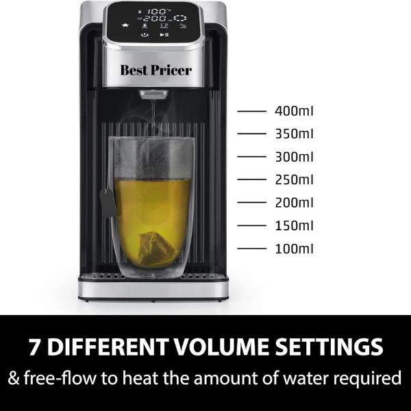 Best Pricer™ HW 770 Instant Hot Water Dispenser | Hot Water in 7 Seconds | Up to 50% Energy Savings | 13 Temperature Settings | 8 Dispense Quantities | Memory Function
