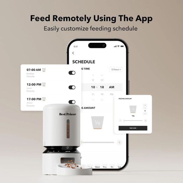 Best Pricer™ Automatic Cat Feeder with Camera (5L) | 1080p HD Live Monitoring | Smart Feeding App | Two-Way Audio | Night Vision | Food Freshness Lock System