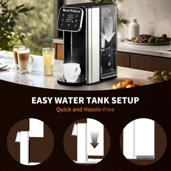 Best Pricer™ UR05 Hot Water Dispenser with Filter (4 L Tank | 2200 W Fast Heating) | Instant Hot Water in Seconds | 4 Temperature Settings | 3 Dispense Volumes | Energy Efficient | Safe & Compact
