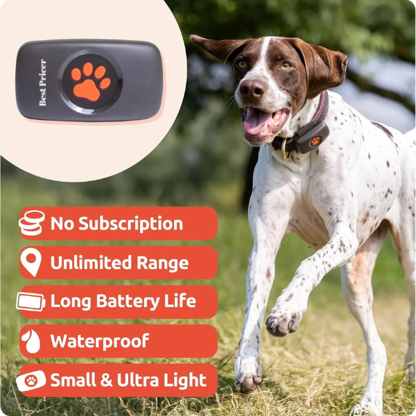 Best Pricer™ Dog GPS Tracker – No Subscription Required | Real Satellite Tracking | Unlimited Range | Waterproof & Lightweight | Fits All Collars | Made in the UK