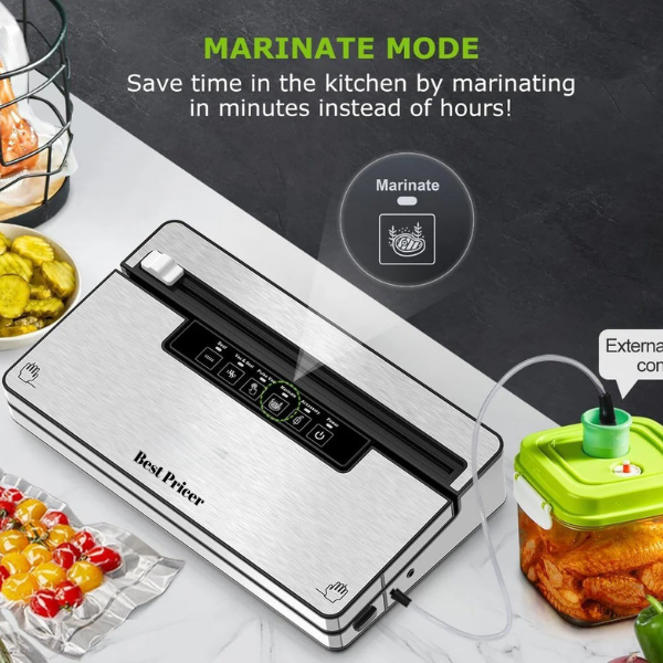 Best Pricer™ Vacuum Sealer Machine VS3201 | 5 Modes | Built-in Cutter & Bag Storage | Globefish™ Continuous High-Speed Operation | Includes 100 Bags + 1 Roll