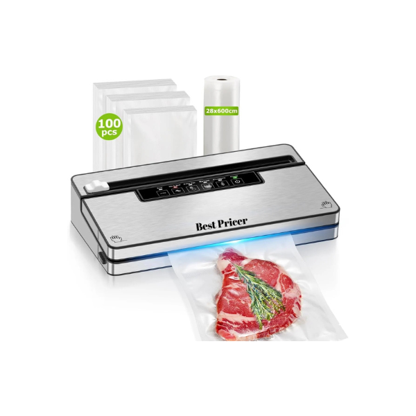 Best Pricer™ Vacuum Sealer Machine VS3201 | 5 Modes | Built-in Cutter & Bag Storage | Globefish™ Continuous High-Speed Operation | Includes 100 Bags + 1 Roll