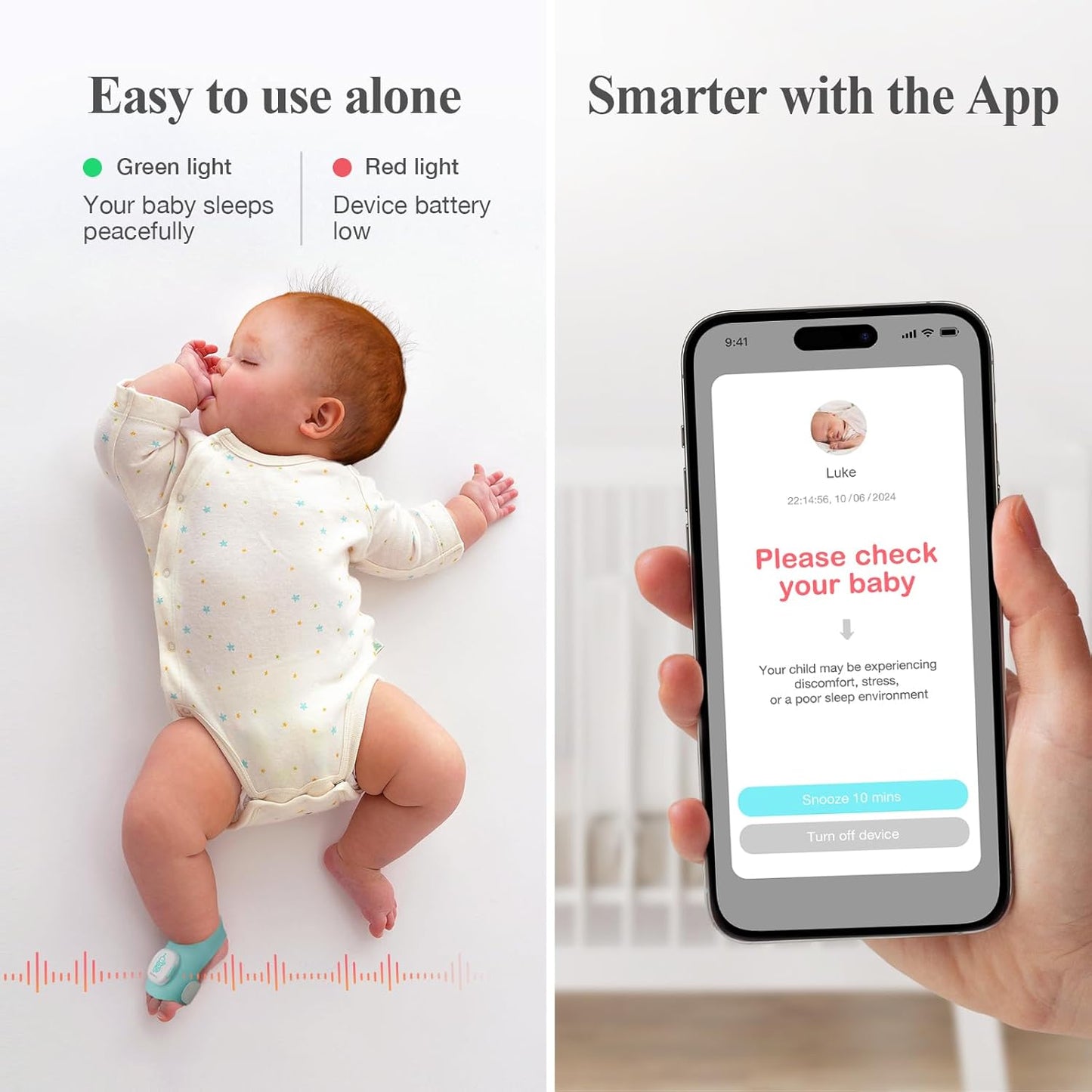 Best Pricer™ Smart Sock Baby Monitor | Track Sleep | Heart Rate | Movement | 0–12 Months | Peace of Mind for Parents