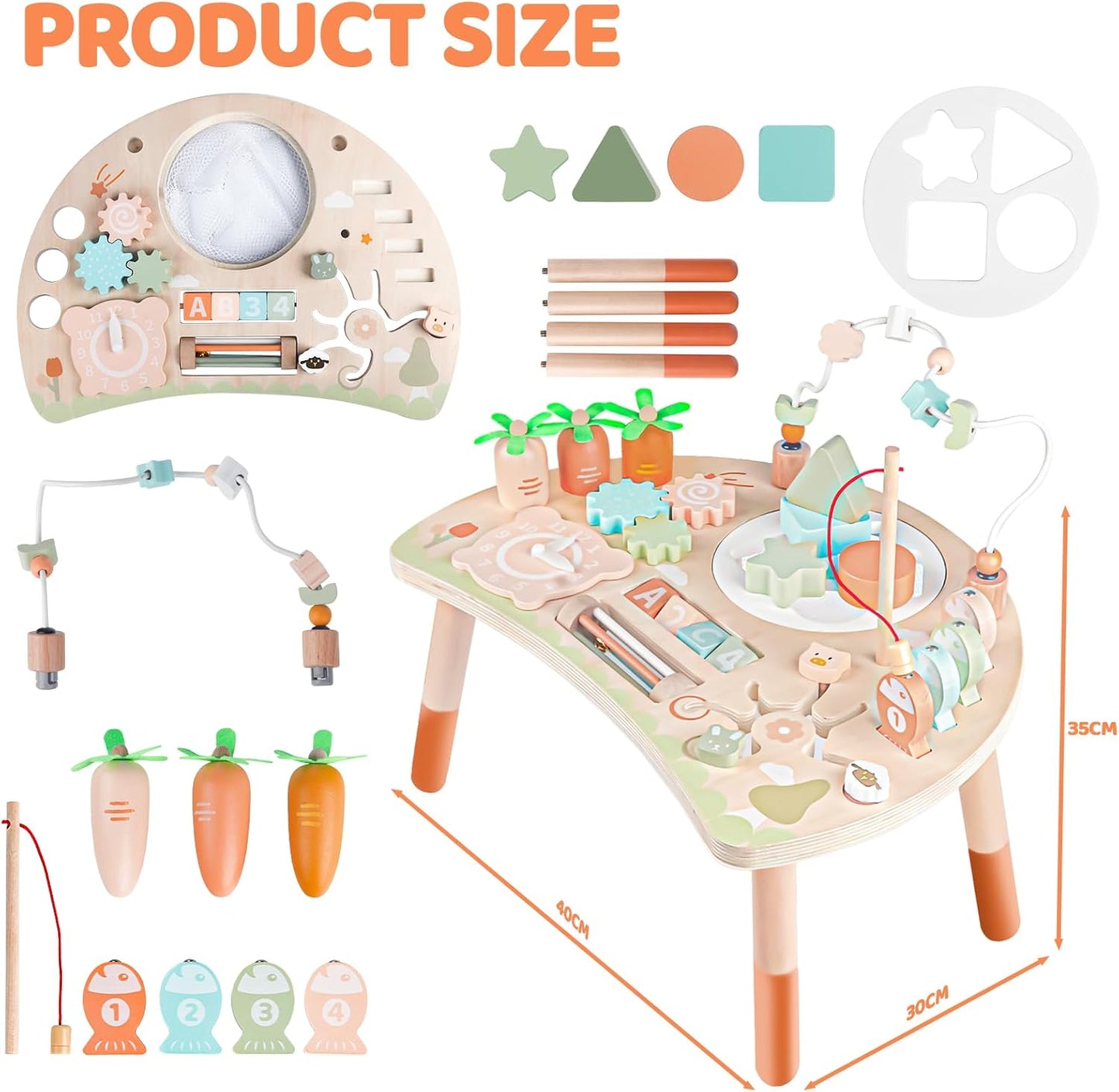 Best Pricer™ 9-in-1 Wooden Montessori Activity Table | Educational Busy Board | Sensory Learning Toy | Shape Sorter • Bead Maze • Fishing Game | Perfect 1st Birthday Gift (12 + Months)