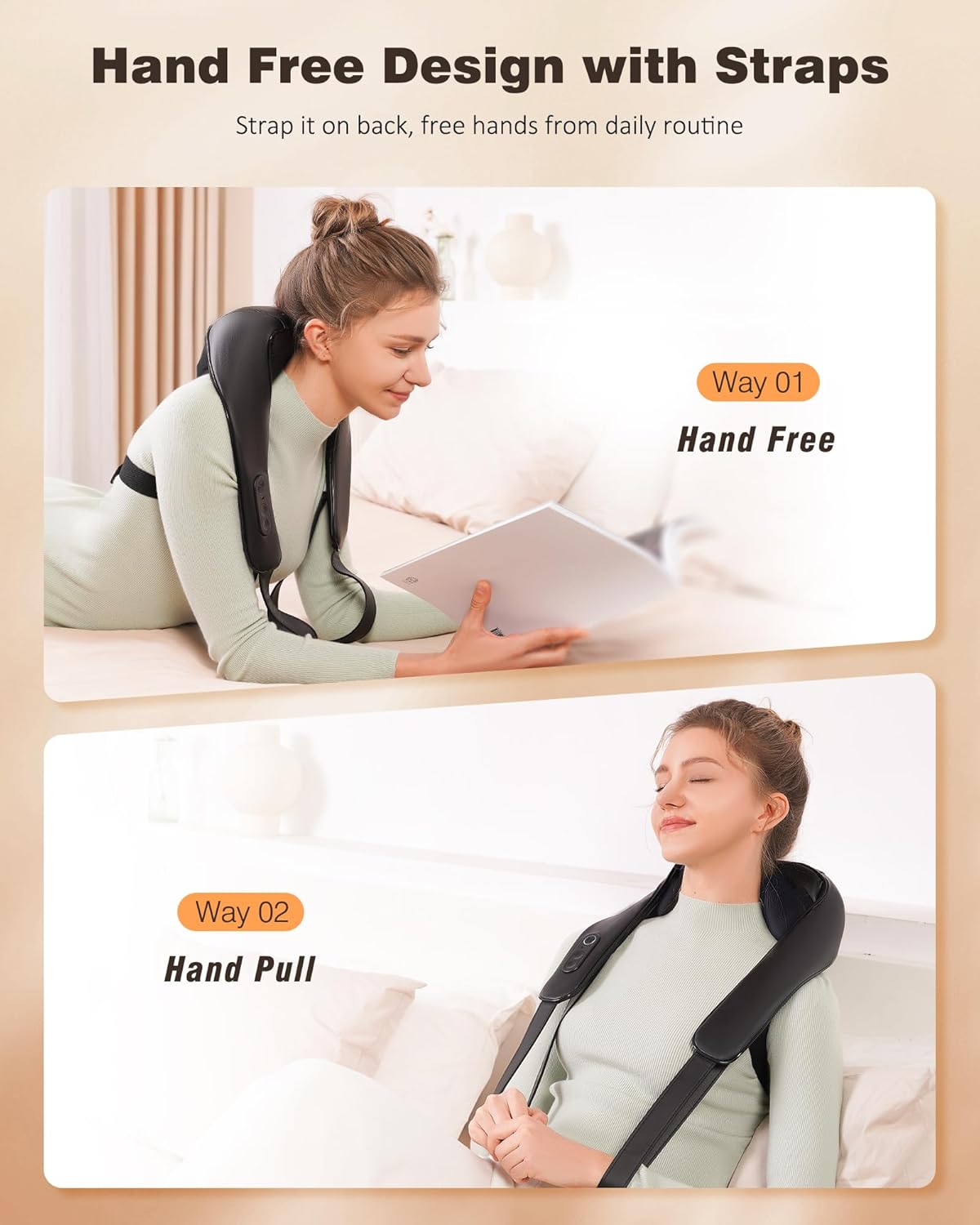 Best Pricer™ 4D Shiatsu Cordless Neck & Shoulder Massager with Heat (2025 Model) | Deep Tissue Therapy | 2 Heat Levels | 2500mAh Rechargeable Battery | Portable & Hands-Free Design