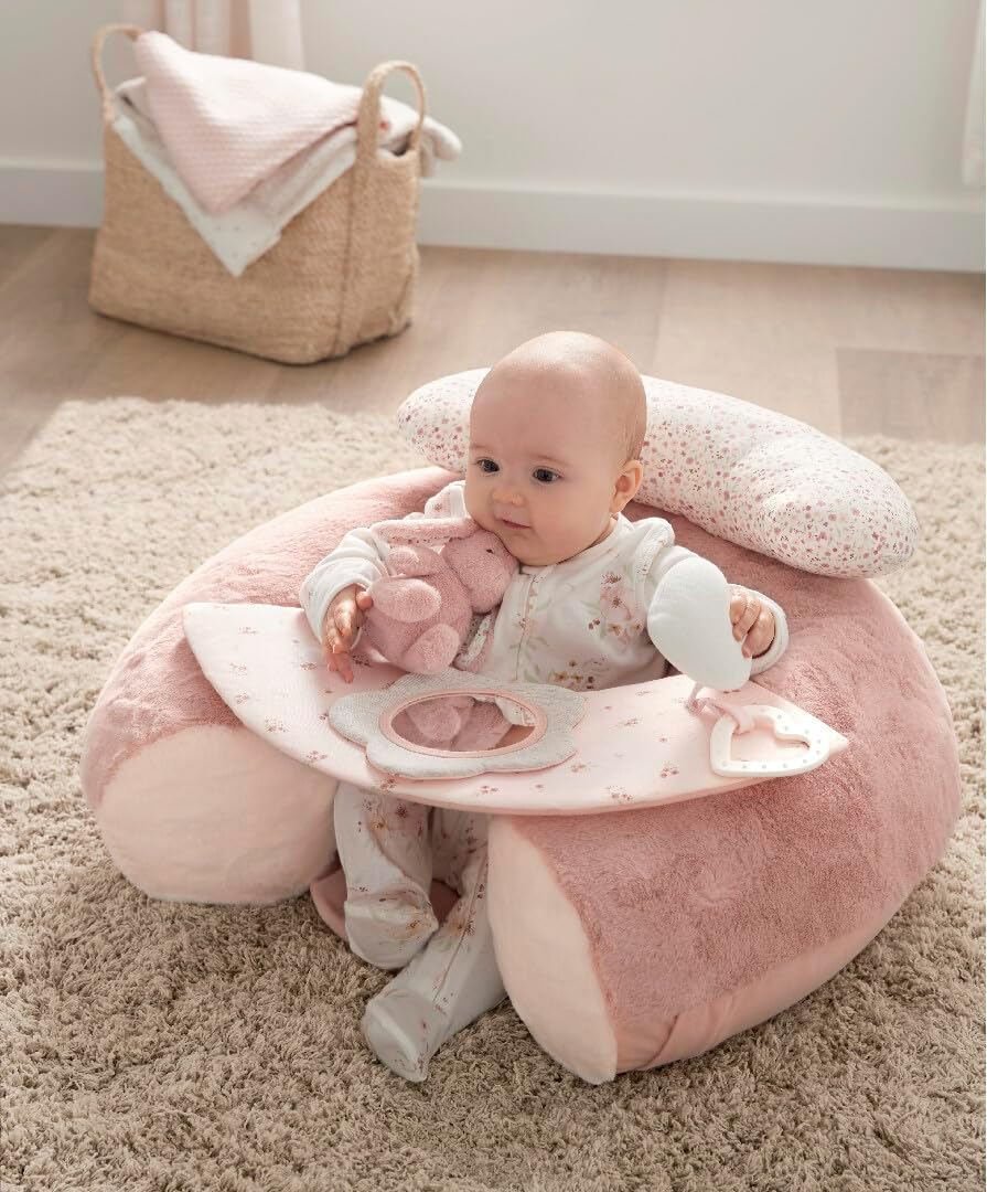 Best Pricer™ Welcome to The World Sit & Play – Pink | Soft Baby Seat | Interactive Sensory Toy | Supportive Sit & Play Cushion