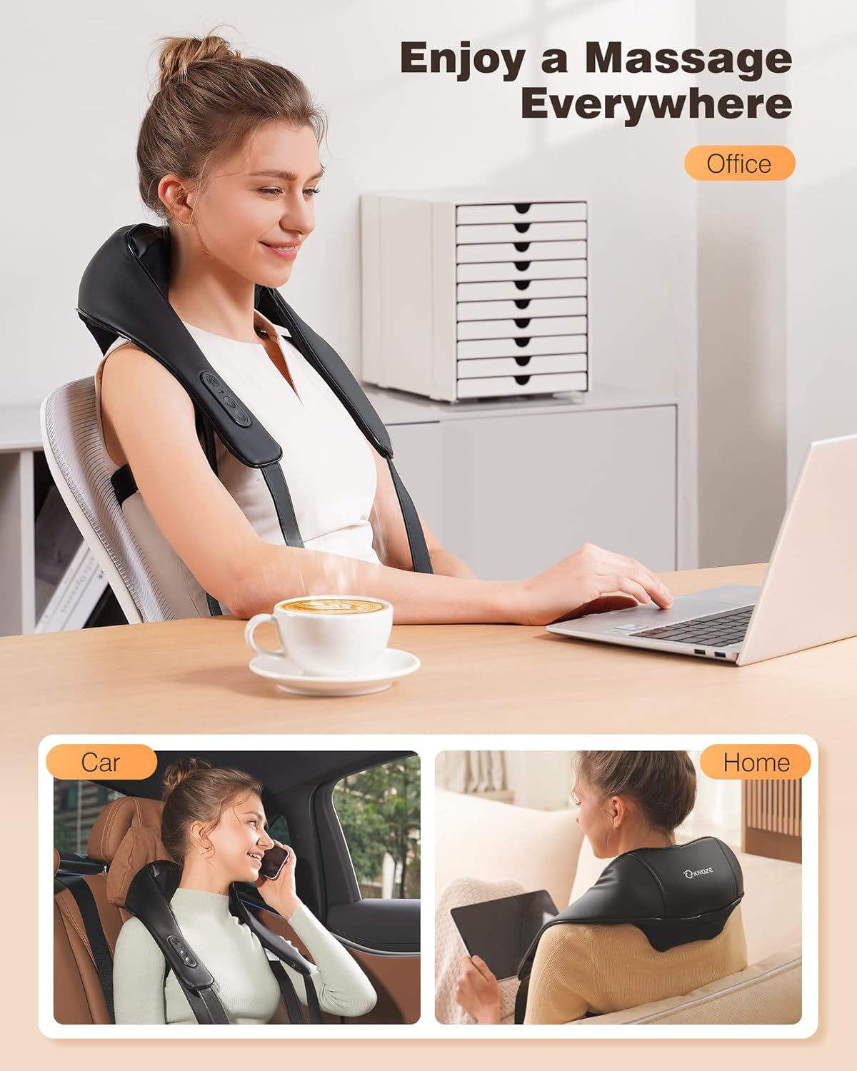 Best Pricer™ 4D Shiatsu Cordless Neck & Shoulder Massager with Heat (2025 Model) | Deep Tissue Therapy | 2 Heat Levels | 2500mAh Rechargeable Battery | Portable & Hands-Free Design