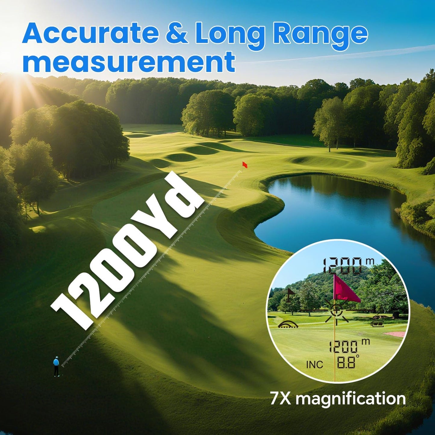 Best Pricer™ Golf Range Finder F1000S | 1200 Yards | Slope ON/OFF | Flag Lock Vibration | 7X Magnification | Rechargeable USB-C | Tournament Legal