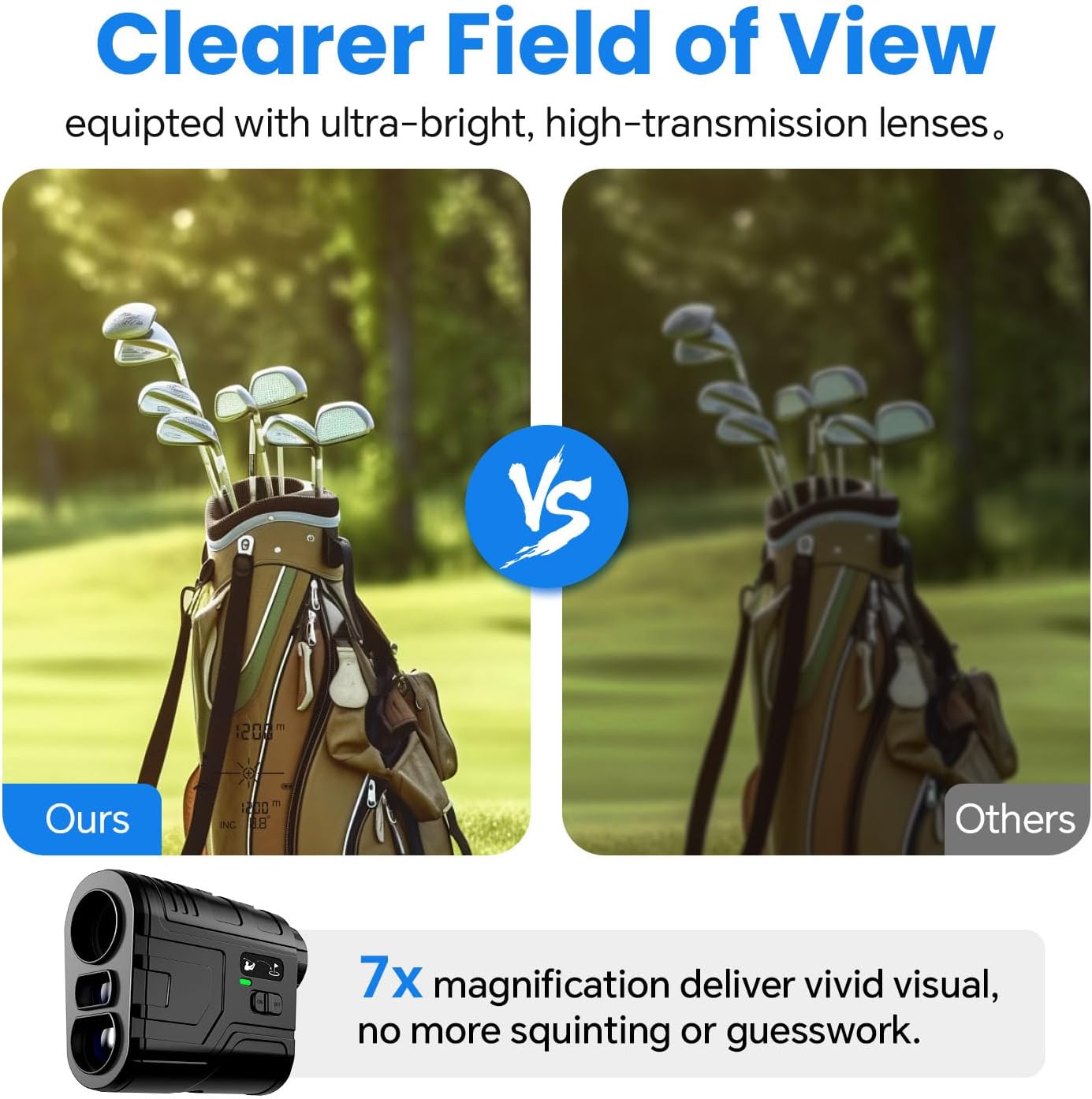 Best Pricer™ Golf Range Finder F1000S | 1200 Yards | Slope ON/OFF | Flag Lock Vibration | 7X Magnification | Rechargeable USB-C | Tournament Legal