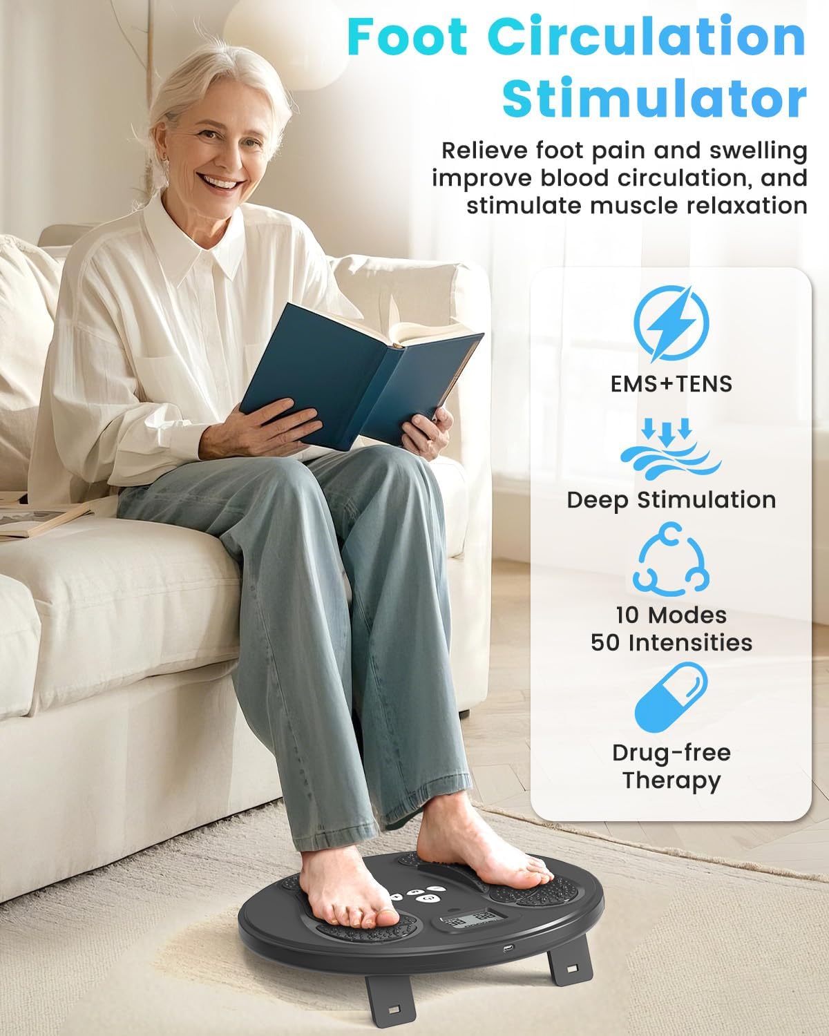 Best Pricer™ Medic Circulation Machine – EMS & TENS Foot and Leg Blood Booster | Rechargeable Electric Foot Massager | Pain & Circulation Stimulator | Neuropathy & Muscle Relief | Clinically Proven Therapy
