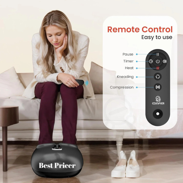 Best Pricer™ Shiatsu Foot Massager with Heat & Remote Control | Deep-Kneading Massage | Compression & Warmth | Customizable Settings | Perfect Gift for Home & Office
