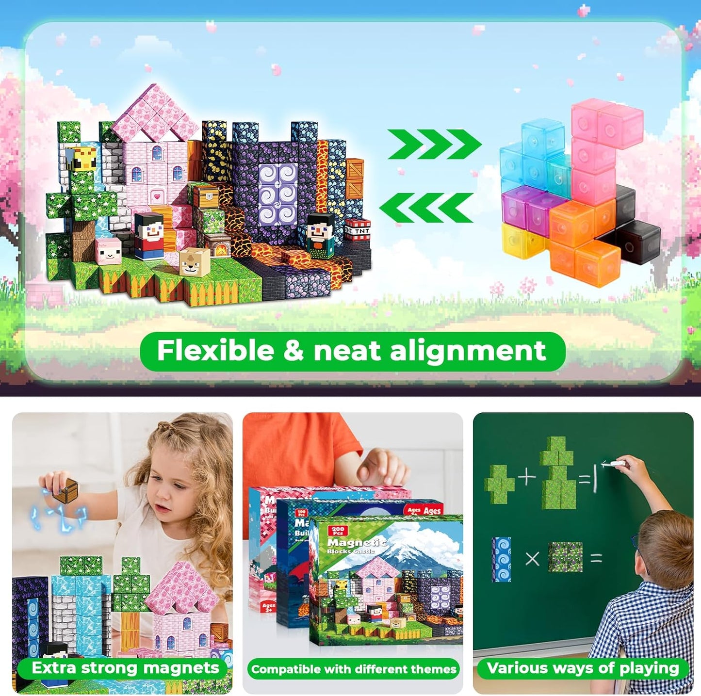 Best Pricer™ 200PCS Magnetic Building Blocks Set | STEM Montessori Toy | Creative Stacking Cubes | Sensory Learning Construction Set | For Kids Age 3–10+