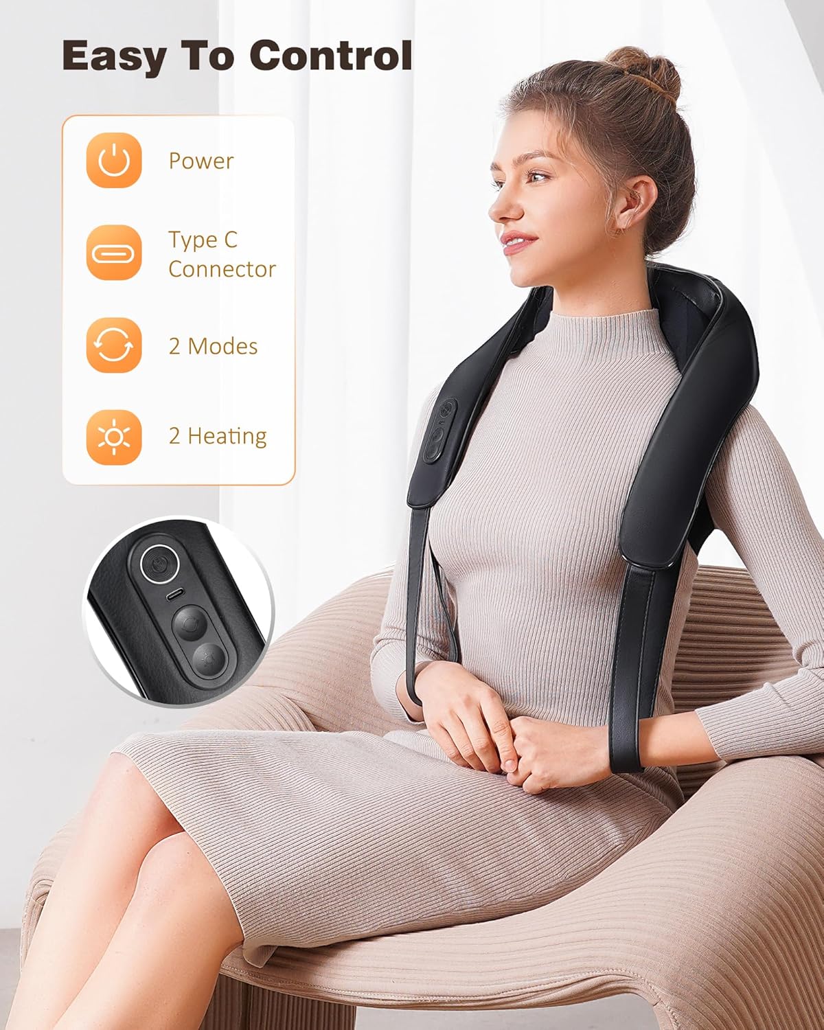 Best Pricer™ 4D Shiatsu Cordless Neck & Shoulder Massager with Heat (2025 Model) | Deep Tissue Therapy | 2 Heat Levels | 2500mAh Rechargeable Battery | Portable & Hands-Free Design