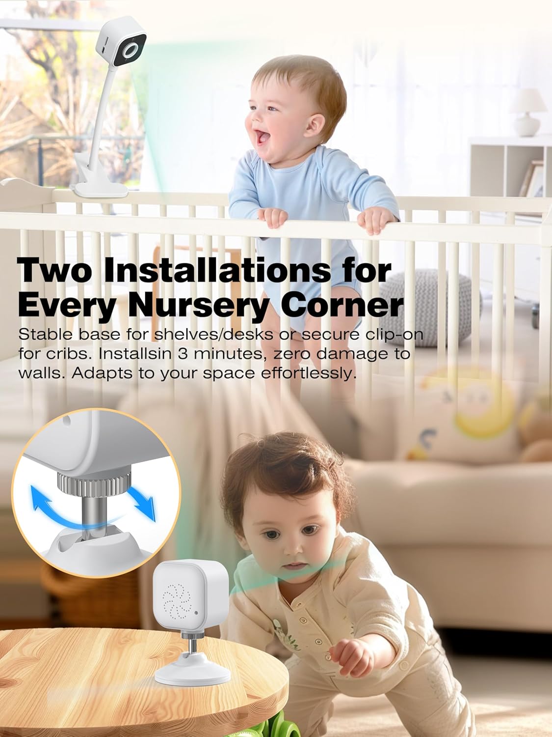 Best Pricer™ Baby Monitor with Camera & Night Vision | 1080 P HD Video | Cot Clip & Holder | 2-Way Talk | Temperature Sensor | Subscription-Free