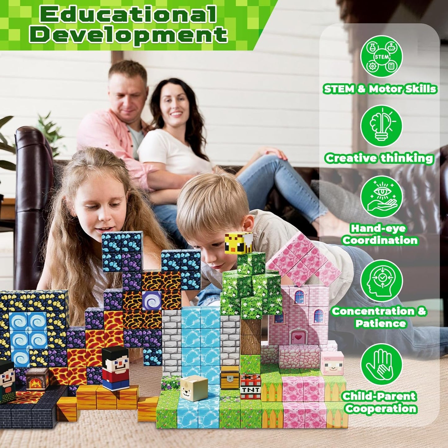 Best Pricer™ 200PCS Magnetic Building Blocks Set | STEM Montessori Toy | Creative Stacking Cubes | Sensory Learning Construction Set | For Kids Age 3–10+