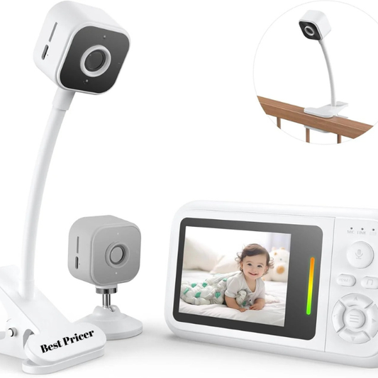 Best Pricer™ Baby Monitor with Camera & Night Vision | 1080 P HD Video | Cot Clip & Holder | 2-Way Talk | Temperature Sensor | Subscription-Free