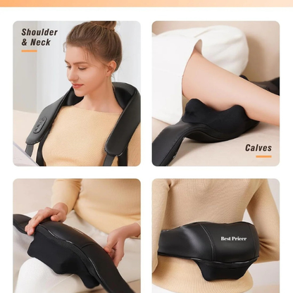Best Pricer™ 4D Shiatsu Cordless Neck & Shoulder Massager with Heat (2025 Model) | Deep Tissue Therapy | 2 Heat Levels | 2500mAh Rechargeable Battery | Portable & Hands-Free Design