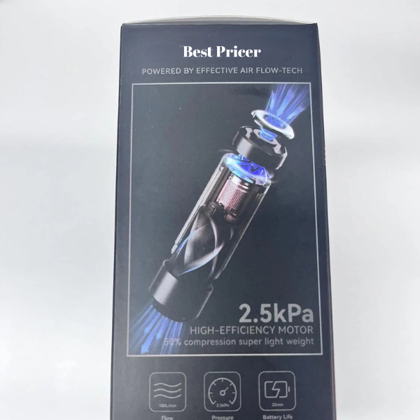 Best Pricer™ Portable Electric Air Pump (Black) | 650 mAh Rechargeable Battery | High Flow 100 L/min | Fast Inflate & Deflate | 6 Nozzles for Mattresses, Rings & Bags | Travel & Camping Essential