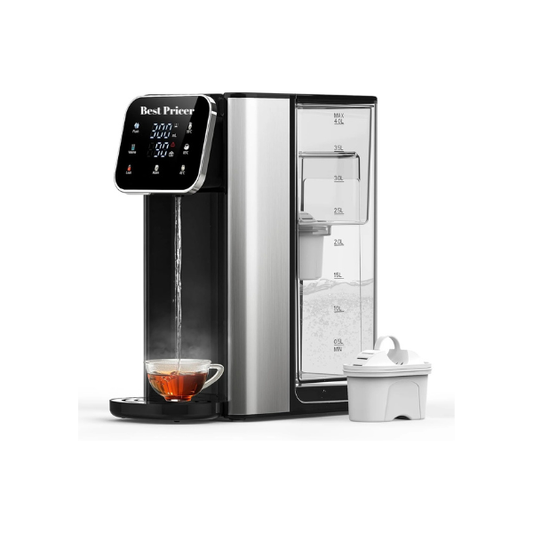 Best Pricer™ UR05 Hot Water Dispenser with Filter (4 L Tank | 2200 W Fast Heating) | Instant Hot Water in Seconds | 4 Temperature Settings | 3 Dispense Volumes | Energy Efficient | Safe & Compact