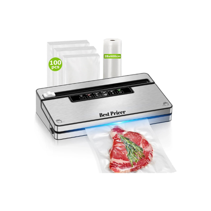 Best Pricer™ Vacuum Sealer Machine VS3201 | 5 Modes | Built-in Cutter & Bag Storage | Globefish™ Continuous High-Speed Operation | Includes 100 Bags + 1 Roll