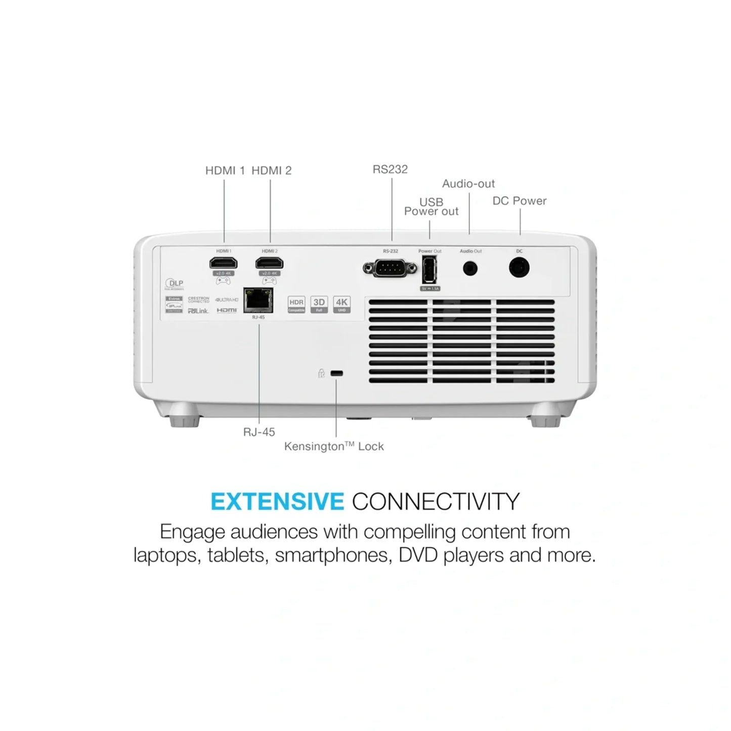 Optoma UHZ66 Compact Long Throw True 4K UHD Laser Home Cinema and Gaming Projector